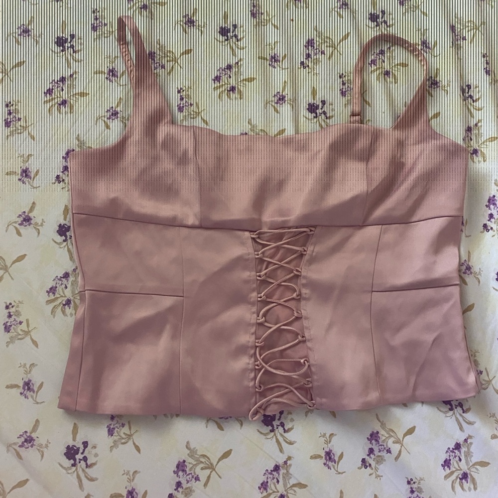 Elegant Pink Lace-Up Women's Top